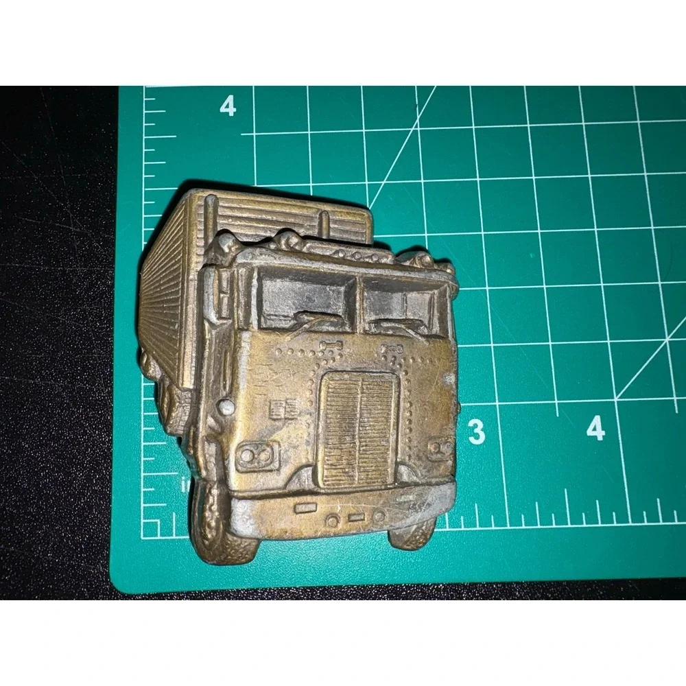 Vintage 1970s‎ Brass Semi Truck Belt Buckle – Raised 3D Cabover Design – #3275